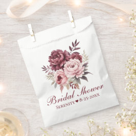 ペオニーエレガントピンクブルゴーニュフローラブライダルシャワー フェイバーバッグ