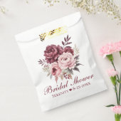 ペオニーエレガントピンクブルゴーニュフローラブライダルシャワー フェイバーバッグ (封をした状態)