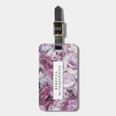 ペオニーピンクのバラの花のデザインのオリジナル luggage tag ラゲッジタグ (正面縦)