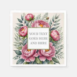 ペオニー ピンクの水彩画の花を作ってみよう スタンダードカクテルナプキン