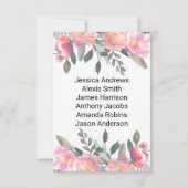 ペオニー フラワル ウェディング テーブル ナンバー シーティング チャート 招待状 (裏面)