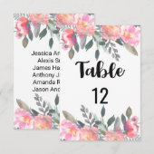 ペオニー フラワル ウェディング テーブル ナンバー シーティング チャート 招待状 (正面/裏面)