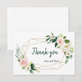 ペオニー ブラッシュ フラワル ウェディング ボホ サンクス カード (正面/裏面)