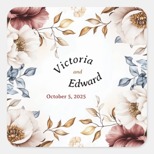 ペオビクトリアンニラックス結婚封筒用シール スクエアシール (正面)