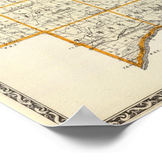 ペオリア郡とミノンクの地図 ポスター (角)