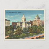 ペオリア、イリノイ州ヴィンテージダウンタウンと裁判所 ポストカード (正面)