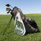 ペカスタムットネームタイポグラフィと写真 ゴルフタオル (グリーン)