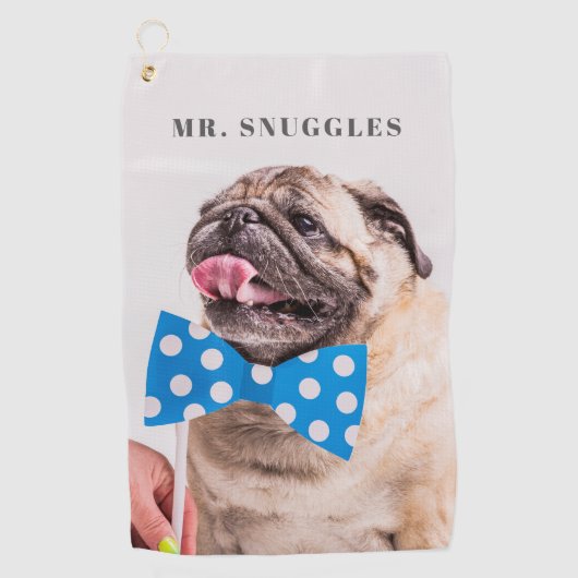 ペカスタムットネームタイポグラフィと写真 ゴルフタオル (正面)