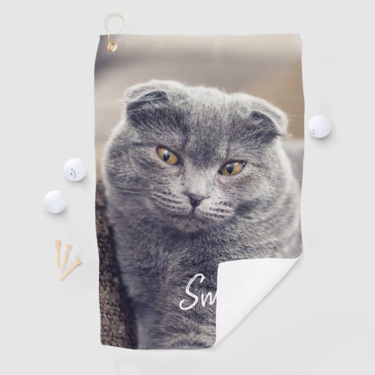 ペカスタムットネームタイポグラフィと写真 ゴルフタオル (インサイチュ)