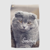 ペカスタムットネームタイポグラフィと写真 ゴルフタオル (正面)