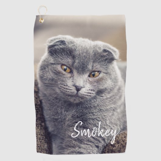 ペカスタムットネームタイポグラフィと写真 ゴルフタオル (正面)