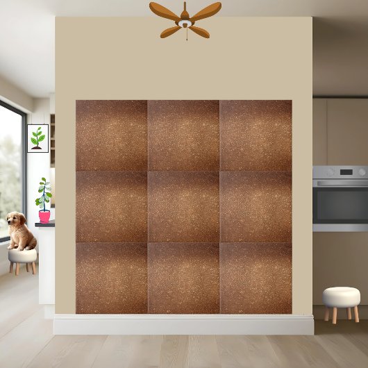 ペカンカラメルブラウングリッターウォールフロアキッチン タイル