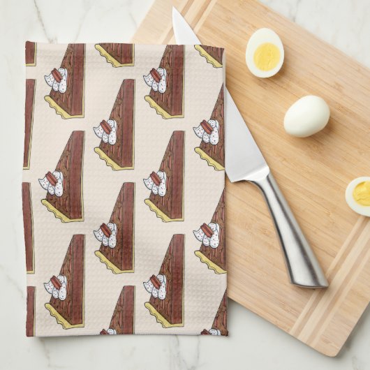 ペカンパイタートサザンフードスライスデザートグルメ キッチンタオル (四つ折り)