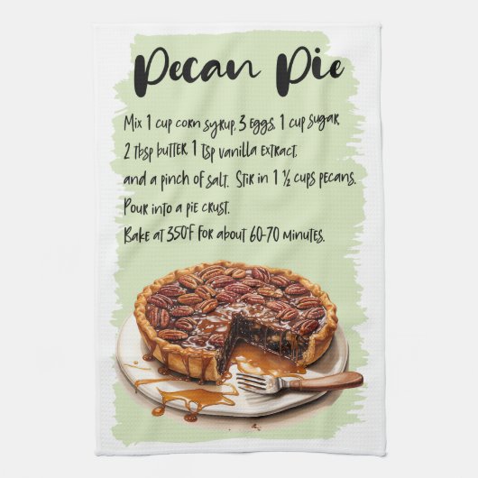 ペカンパイベーキングレシピ キッチンタオル (縦)