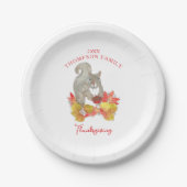 ペカンパイ感謝祭デザート付きリス ペーパープレート (正面)