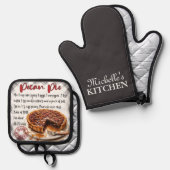 ペカンパーソナライズされたパイベーキングレシピ 鍋つかみ&鍋敷きセット (正面/裏面)