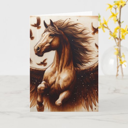 ペガウス・セピアと鳥 カード (黄色い花)