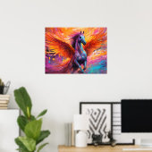 ペガカラフルサスホース抽象芸術絵を描ズ ポスター (ホームオフィス)