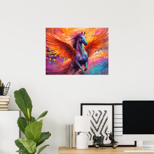 ペガカラフルサスホース抽象芸術絵を描ズ ポスター (ホームオフィス)