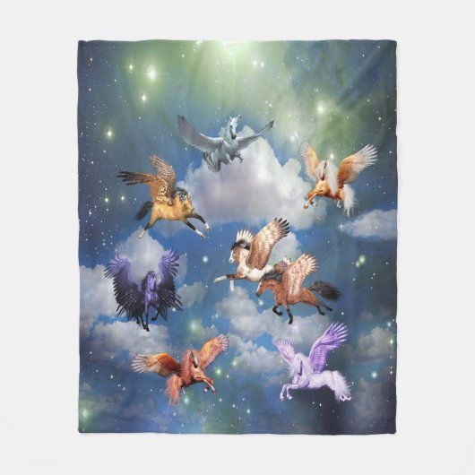 ペガカラフルソ飛んでいるスの馬の神話は実在 フリースブランケット (正面)