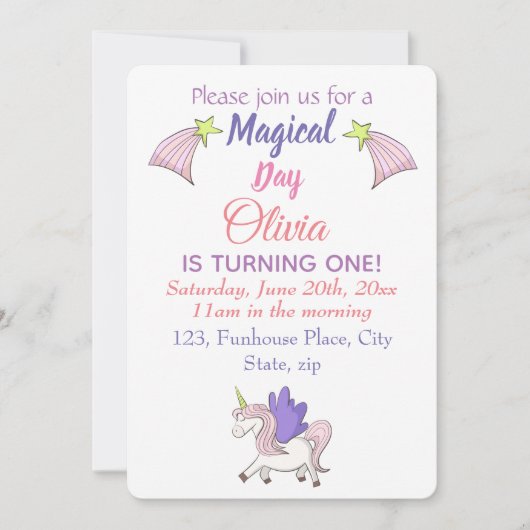 ペガサスと射撃、 発砲星。 招待状 (正面)