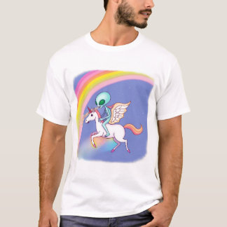 ペガサスにまたがるエイリアン Tシャツ