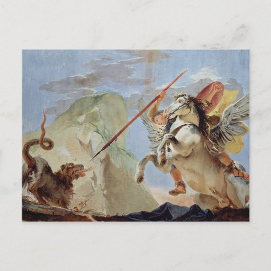 ペガサスに乗り、キメラを殺してベレロフォンが来た。 ポストカード (正面)