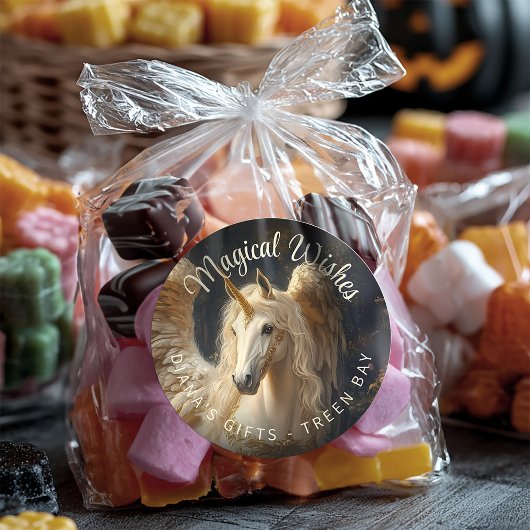 ペガサスの翼とユニコーンのホーンとスタリオン ラウンドシール