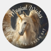 ペガサスの翼とユニコーンの角を持つ雄馬 ラウンドシール (正面)