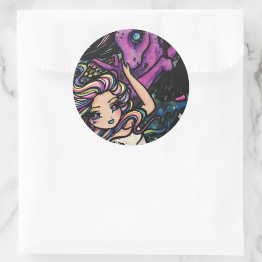 ペガサスコズミックレインボースターフェアリーガールファンタジー ラウンドシール (バッグ)