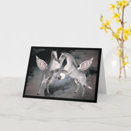 ペガサスフルムームファンタジー馬写真カード カード (黄色い花)