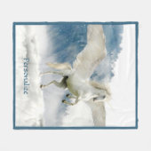 ペガサス神話の一角獣飛んでいる馬パーソナライズ フリースブランケット (正面(横))