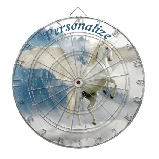 ペガサス神話的ユニコーン飛んでいるウマ ダーツボード (正面)