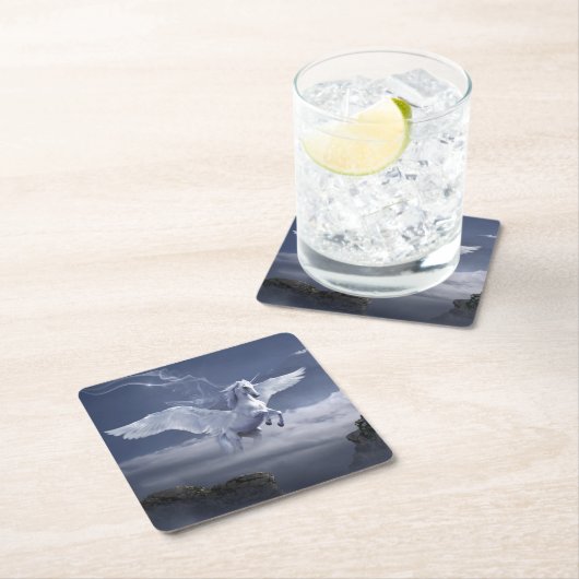 ペガサス飛行中 スクエアペーパーコースター (インサイチュ)