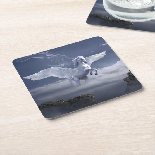 ペガサス飛行中 スクエアペーパーコースター (アングル)