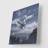 ペガサス飛行中 スクエア壁時計 (傾斜)