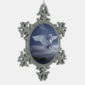 ペガサス飛行中 スノーフレークピューターオーナメント (左)