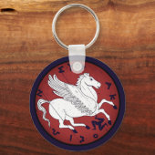 ペガサス、ギリシャ神話の白い翼を持つ馬 キーホルダー (正面)