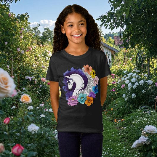 ペガサス ブラック フローラル Tシャツ