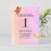 ペガサス·ユニコーンかわいい1歳の誕生日パーティー 招待状 (スタンド正面)