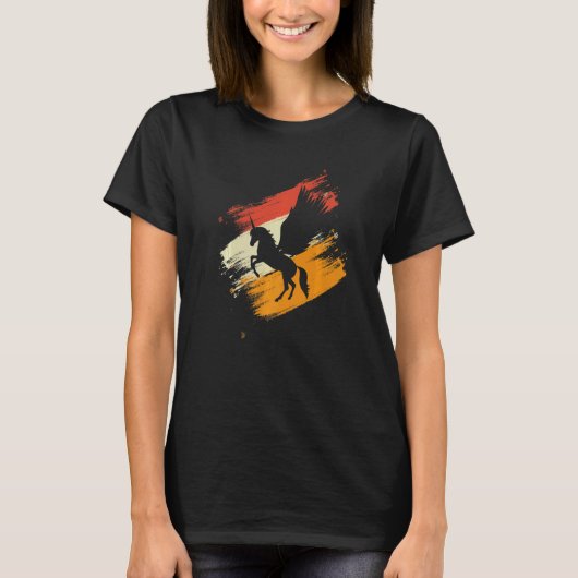 ペガサス ユニコーン 馬 レトロ ペガソス 女子 子供 Tシャツ (正面)