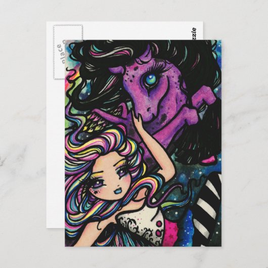 ペガサレインボー銀河系スターフェアリーファンタジーアートガール ポストカード (正面/裏面)