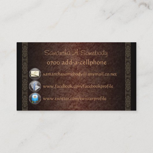 ペガソスのファンタジーの芸術のプロフィールカード 名刺 (裏面)