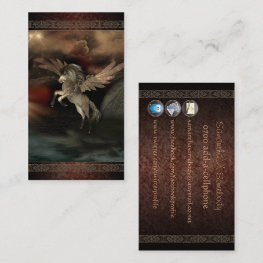 ペガソスのファンタジーの芸術のプロフィールカード 名刺 (正面/裏面)