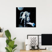 ペガソス及び白のワタリガラスのファンタジーポスター ポスター (ホームオフィス)