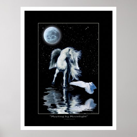 ペガソス及び白のワタリガラスのファンタジーポスター ポスター (正面)