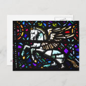 ペガソス翼の馬ステンドグラスファンタジー ポストカード (正面/裏面)