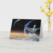 ペガソス、月および地球のすべての行事の挨拶状 カード (黄色い花)