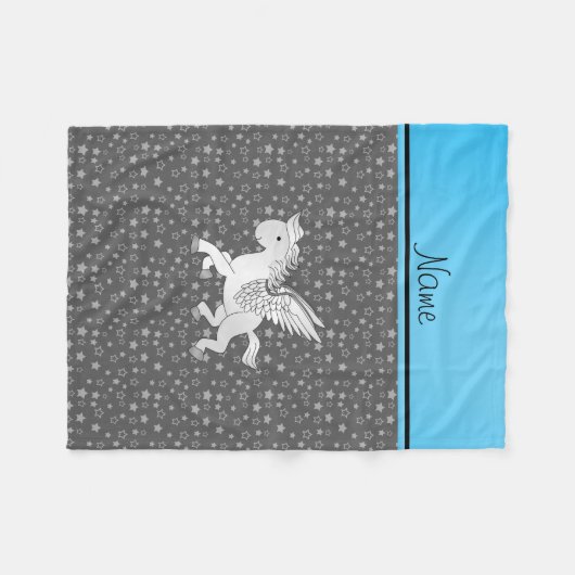 ペガパーソナライズされたサスグレイ フリースブランケット (正面(横))