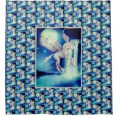 ペガ飛んでいるサスユニコーン滝 シャワーカーテン (正面)